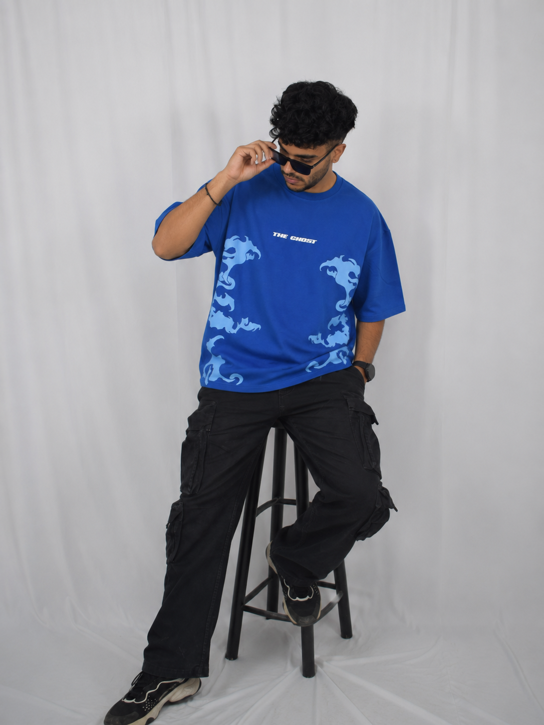 “Azure Phantom Oversized Tee''
