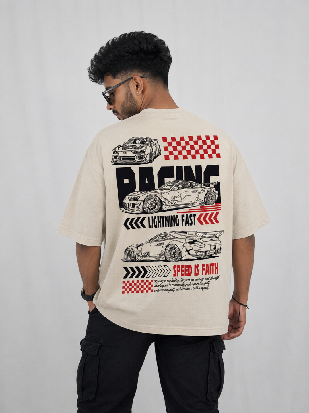 “Apex Racer Oversized Tee”.